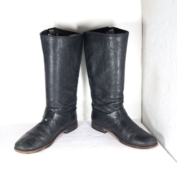 Frye Women's Veronica Slouch US 8,5B Black Leather PullOn Tall Riding Boots - Picture 6 of 16